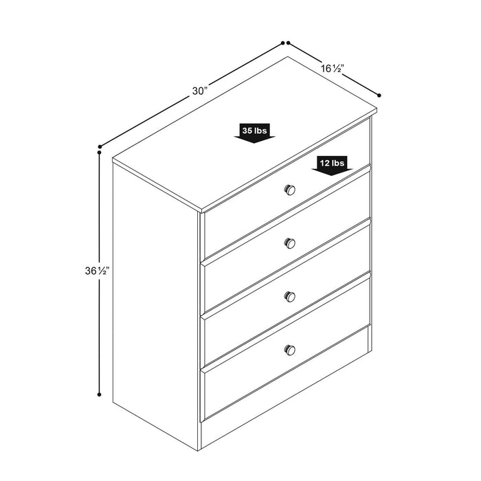 Astrid 4-Drawer Dresser - White
