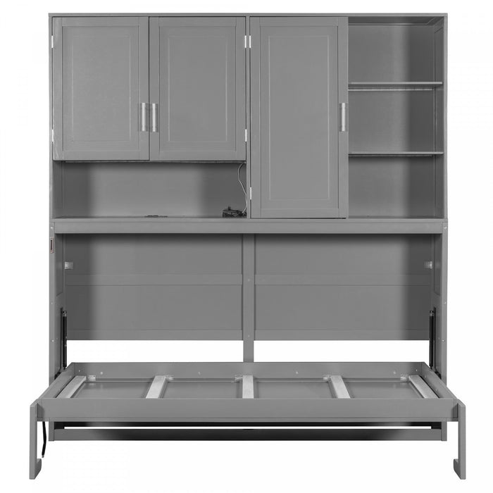 Ethan Space-Saving Murphy Bed with Storage and Foldable Design,Twin Size,Grey Twin Bed  