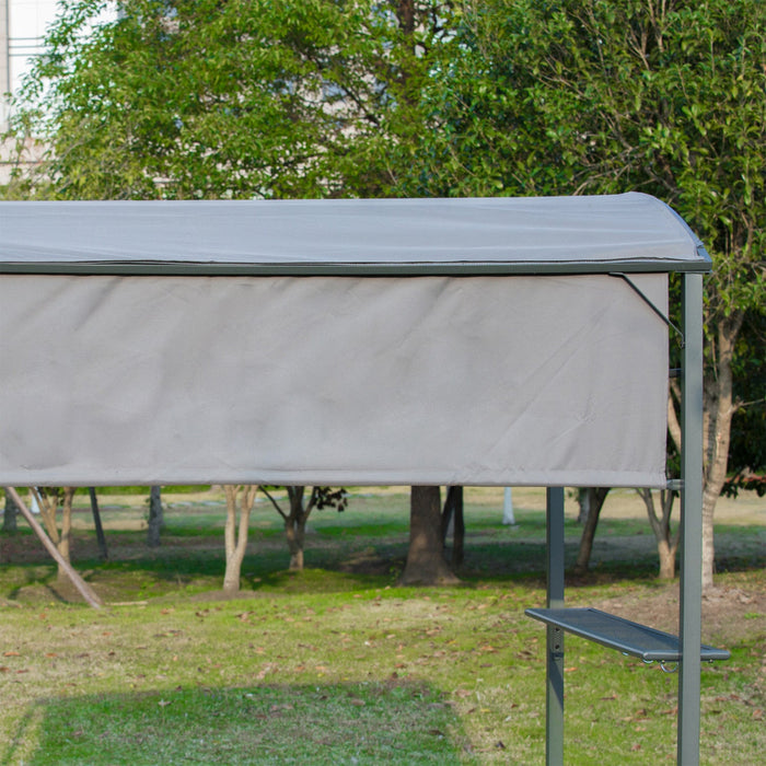 Outsunny 7x4.5ft Outdoor Bbq Gazebo Tent Metal Frame Garden Grill Canopy Sunshade Backyard Portable 