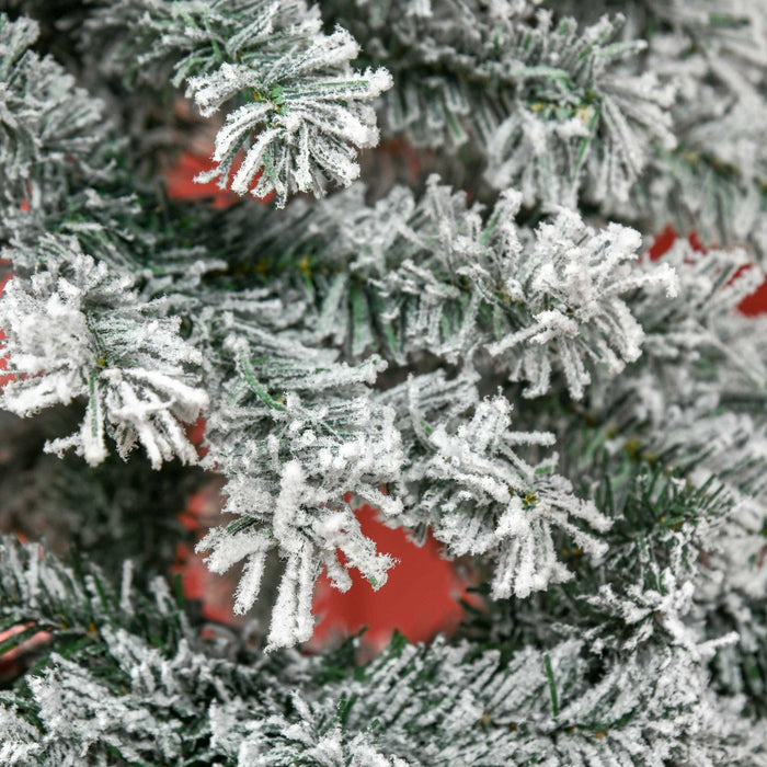 Homcom 7ft Artificial Snow Flocked Christmas Tree With 1083 Branch Tips