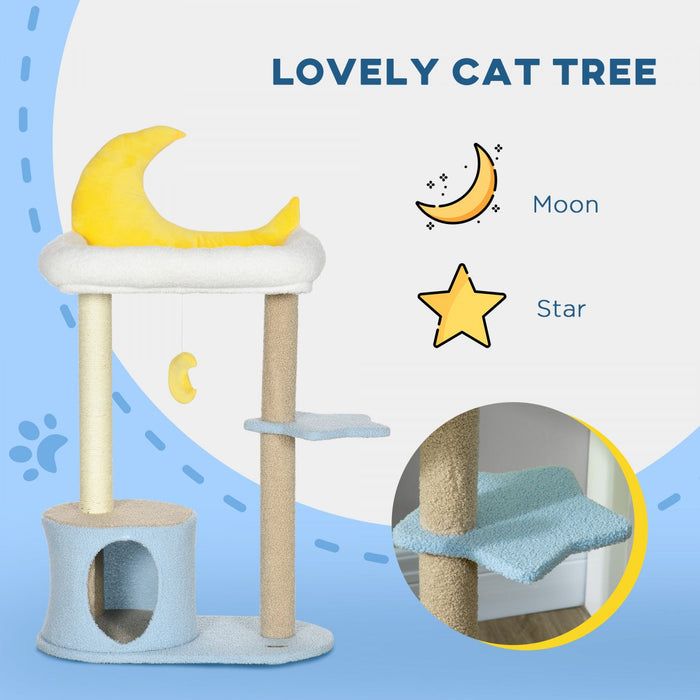Pawhut 41\" Lovely Cat Tree For Indoor Cats With Teddy Fleece House And Bed, Kitten Tower With Scratc