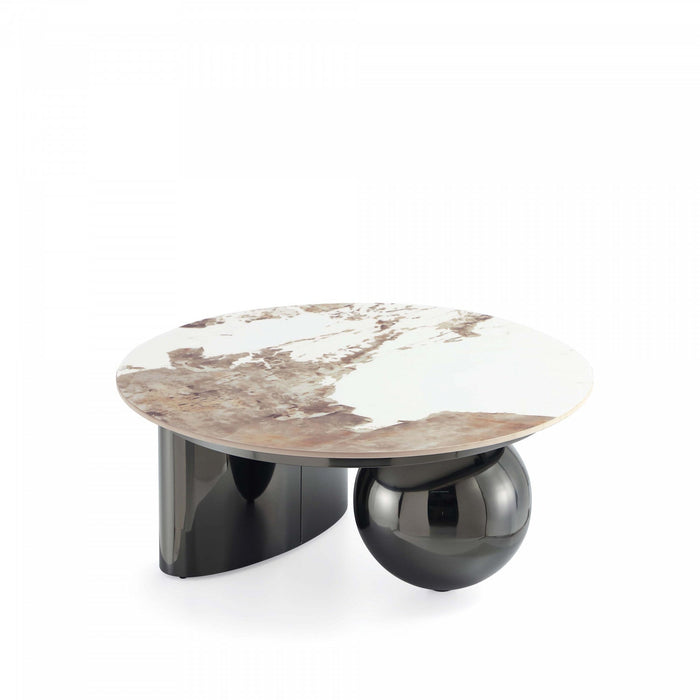 Laurel Modern Glam Sintered Stone Top Coffee Table in Black 