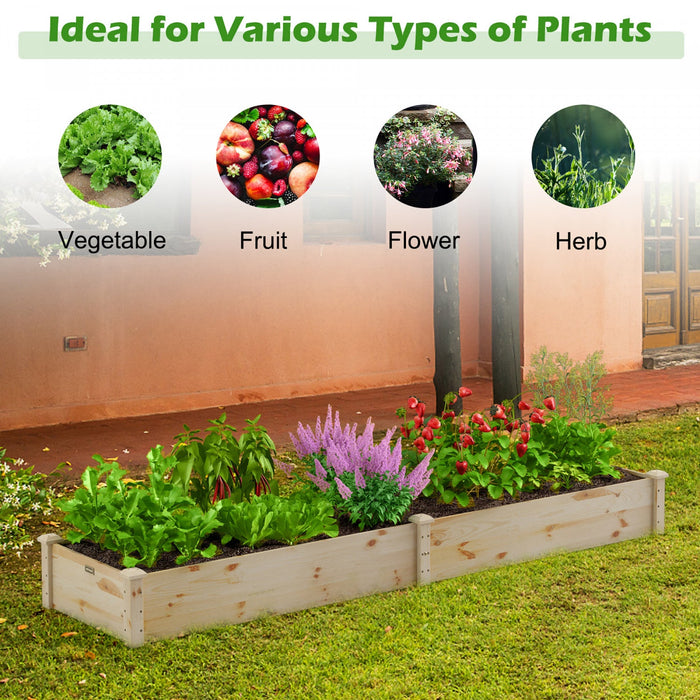 Costway Wooden Raised Garden Bed Outdoor Wood Planter Box For Vegetables Flowers Fruit