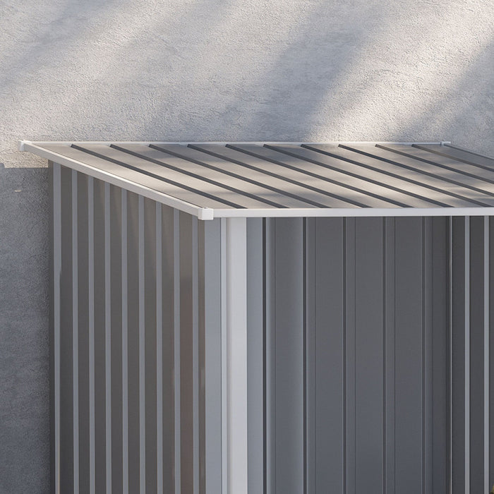 Outsunny 3.3' X 3.4' Lean-to Garden Storage Shed, Outdoor Galvanized Steel Tool House With Lockable 