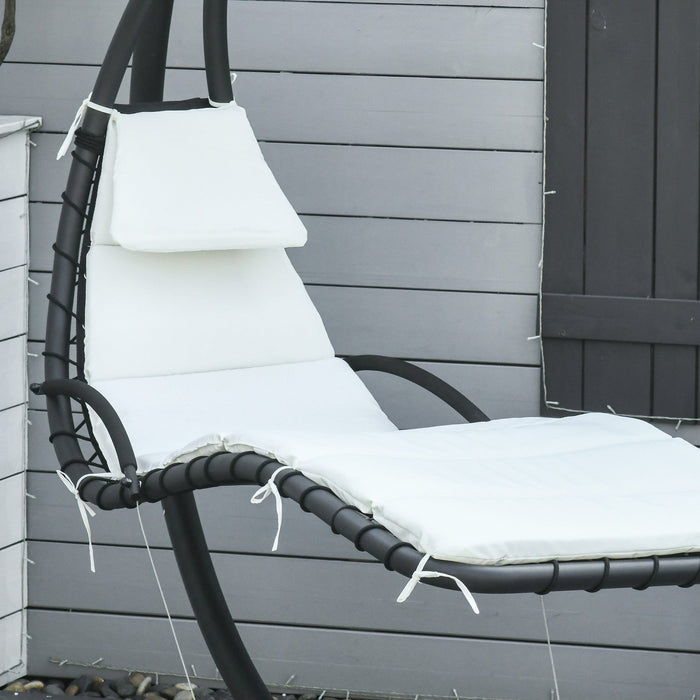Outsunny Outdoor Hammock Chair With Stand, Floating Chaise Lounge Chair With Soft Padded Cushion, Ha