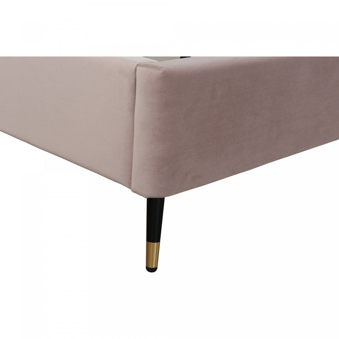 Crosby Modern Upholstered Velvet Queen Bed in Blush 