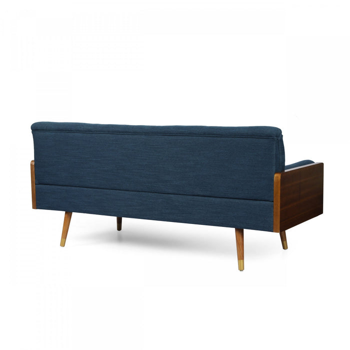 Aidan 3-seater Tufted Fabric Sofa With Foam Cushions - Navy Blue 