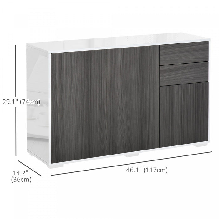 HOMCOM Kitchen Sideboard with Push-Open Drawers and Storage Cabinets, Grey