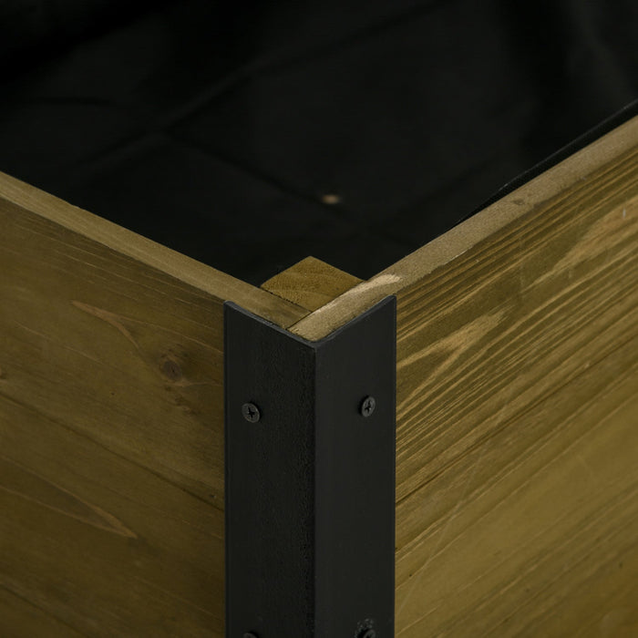 Outsunny Elevated Planter Box With Legs And Lockable Wheels, Mobile Raised Garden Bed With Metal Leg