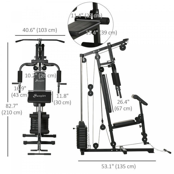 Soozier Home Gym Machine With 99lbs Weight Stack, Multifunction Power Tower