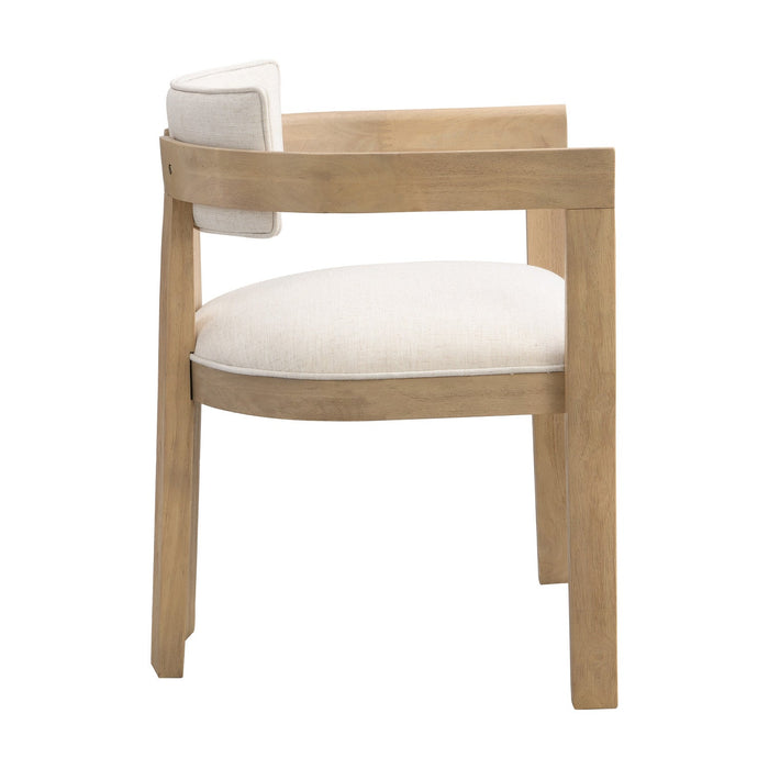 James Armrest Dining Chair Set Of 2 With Rubberwood Frame - Beige 