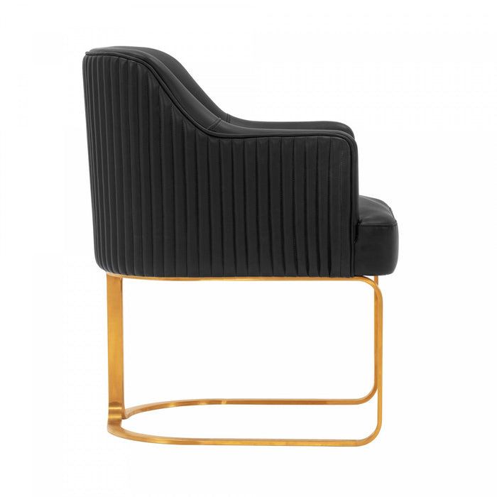 Raya Modern Wood Vegan Leather Dining Chair in Black - Set of 2 