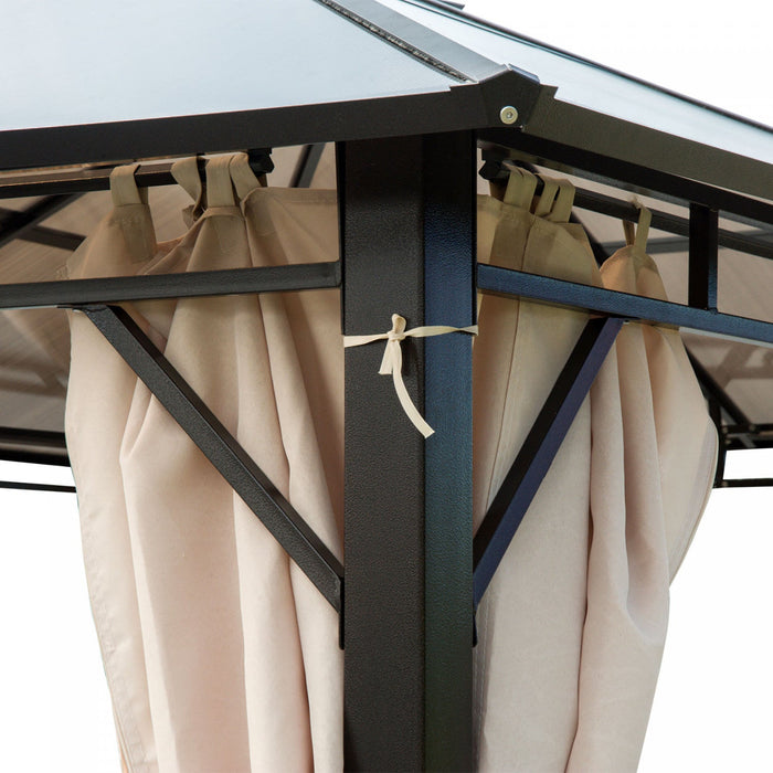 Outsunny 10' X 12' Outdoor Hardtop Gazebo With Polycarbonate Panel Roof, Garden Deluxe Pavilion Cano