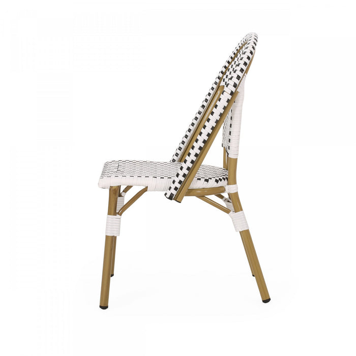 Julien Faux Ratten and Aluminum French Bistro Chairs, Set of 2 - Black and White 