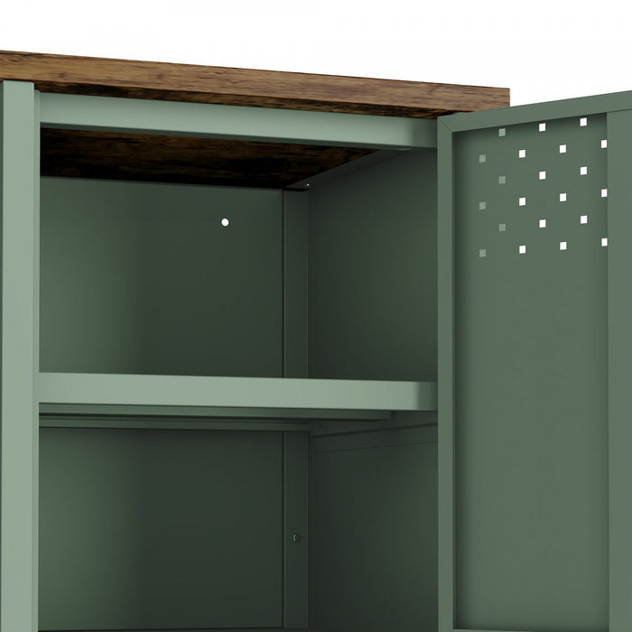 Landen Modern 47\" Metal Storage Cabinet in Sage Green Armoire 