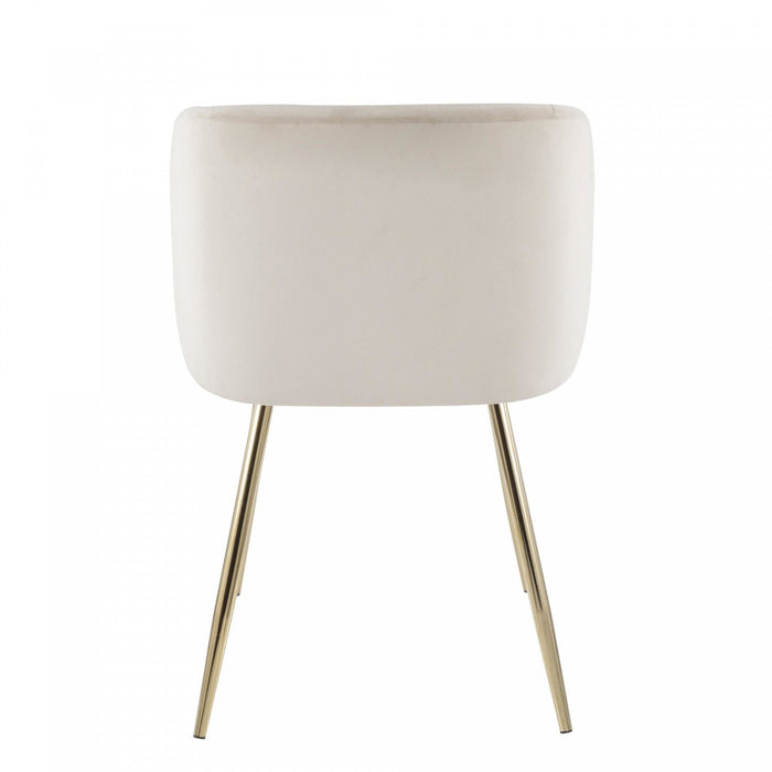 LumiSource Fran Cream Velvet Contemporary Dining Chair - Set of 2