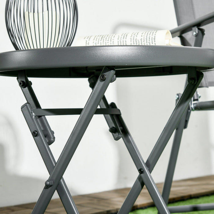 Outsunny 18" Outdoor Folding Table With Tempered Glass Top, White