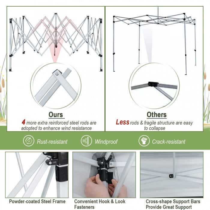 2-tier 10' X 10' Pop-up Canopy Tent Instant Gazebo Adjustable Carry Bag W/ Wheel