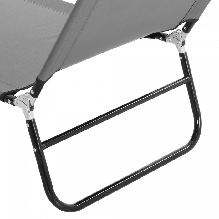 Outsunny Folding Outdoor Lounge Chair Set Of 2, Adjustable Backrest, Grey