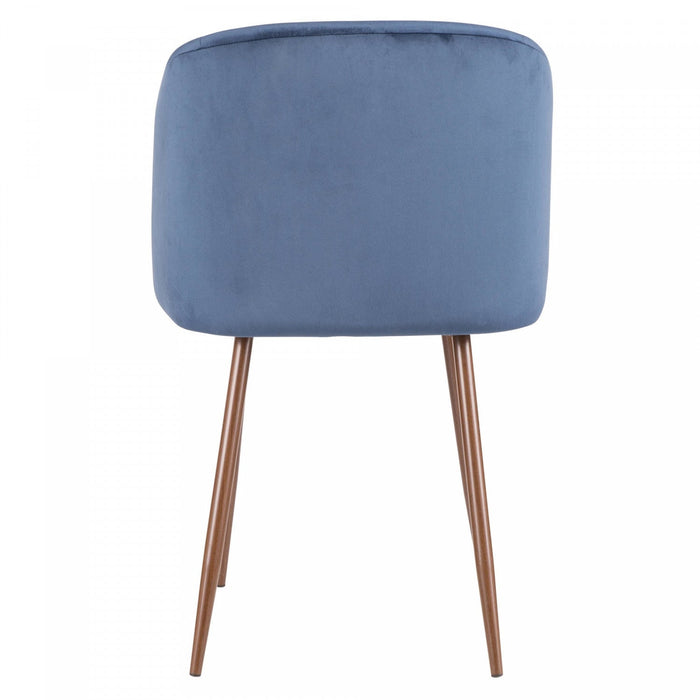 LumiSourceFran Blue Velvet Contemporary Dining Chair - Set of 2