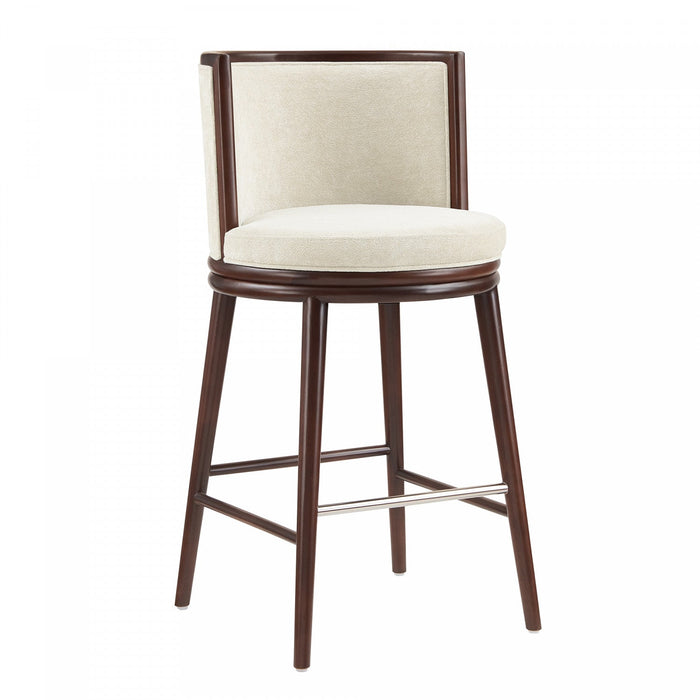 Evalyn Modern Wood Upholstered Barstool in Cream 