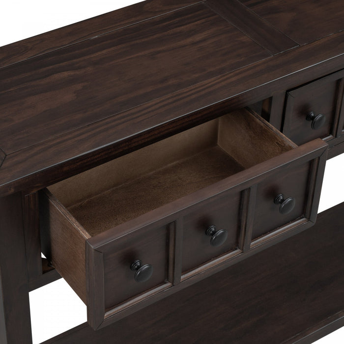 Michael Solid Wood Console Table For Entryway With Storage Drawers And Bottom Shelf - Brown 