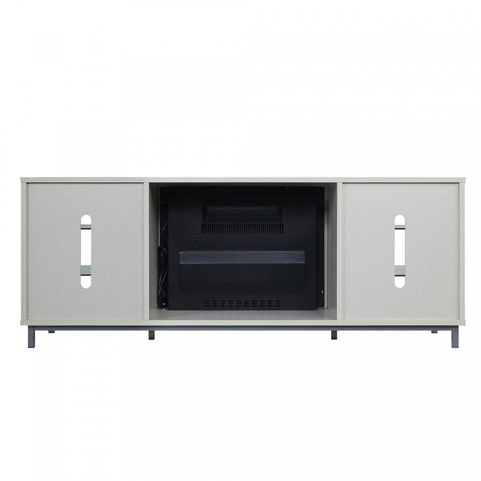Brighton Modern 2-Piece Electric Fireplace in Black and Beige 