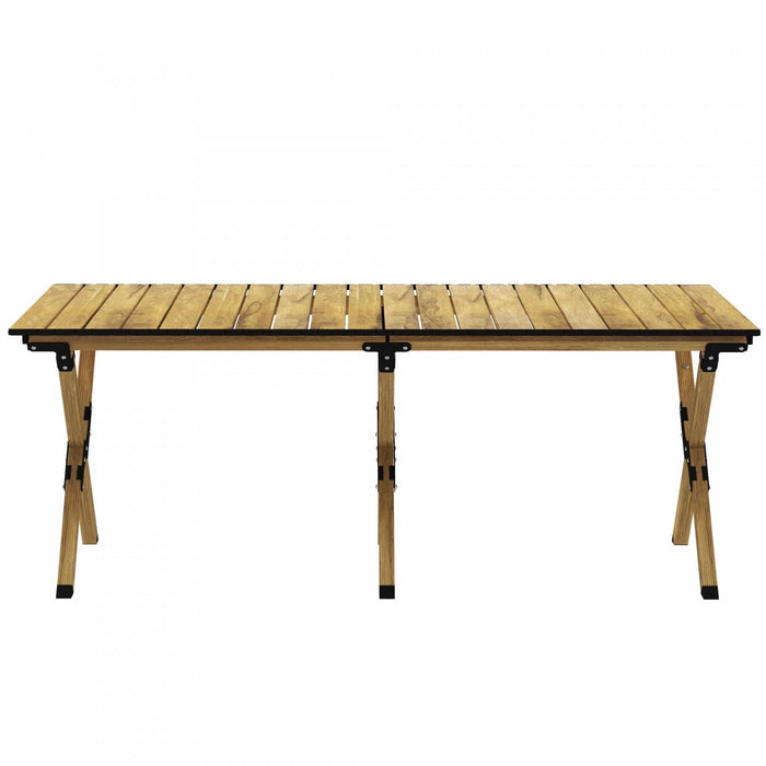 Outsunny Folding Camping Table, 4ft Aluminum Picnic Table With Roll-up Top