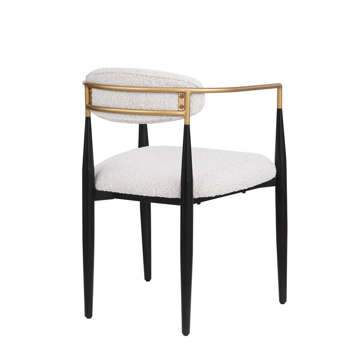 Mila Dining Chair Set Of 2 With Upholstered Fabric And Metal Frame - White and Black 