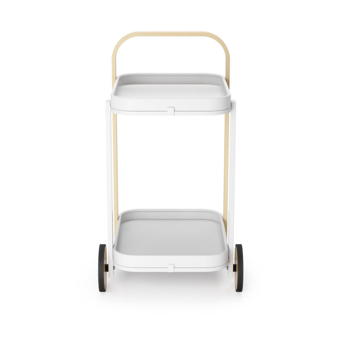 Umbra Modern Bellwood Steel Bar & Storage Cart - White and Natural