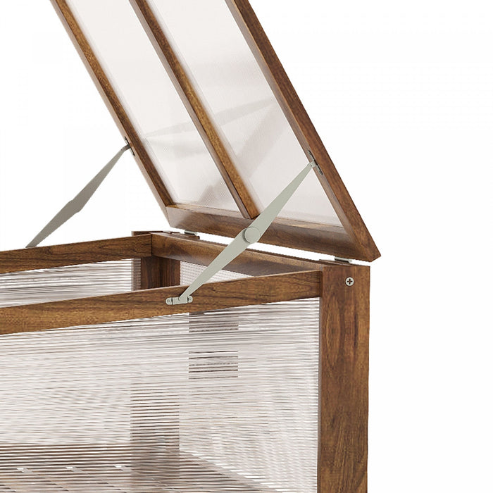 Outsunny 35.5\" X 20\" X 36.5\" Wooden Cold Frame Greenhouse, Garden Portable Raised Planter With Botto