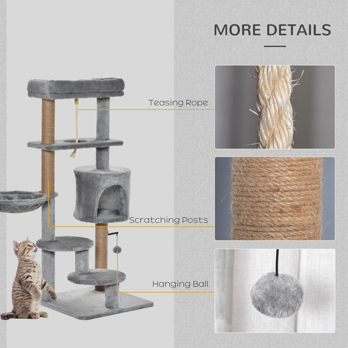 Pawhut Cat Tree, 47 Inches Multi-level Cat Tower With Scratching Post, Hammock, Cat Condo, Perch, To