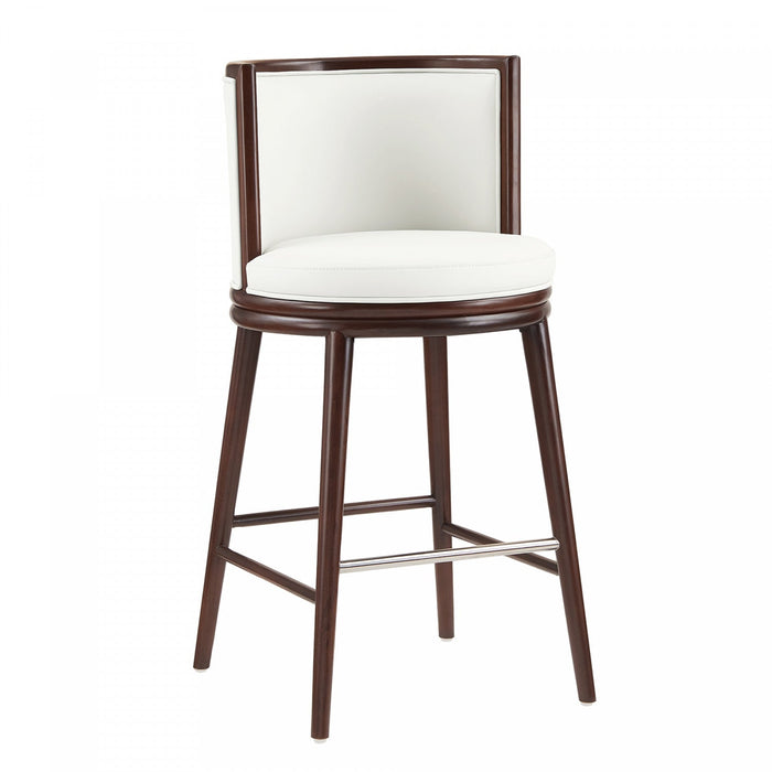 Evalyn Modern Wood Upholstered Barstool in White 