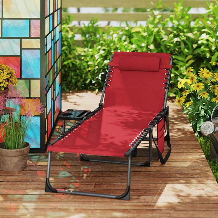Outsunny Folding Lounge Chair, 5-level Adjustable Tanning Chair, Red