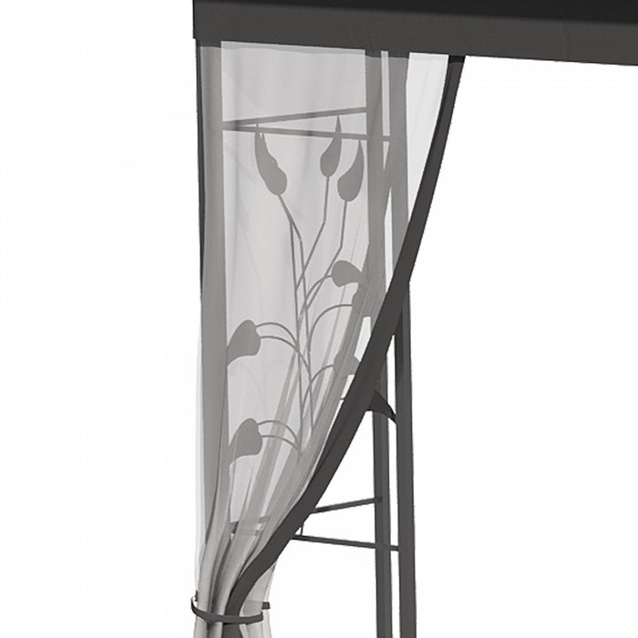 Outsunny 10'x10' Gazebo Canopy Outdoor Patio Sun Shelter Uv Protect W/ 2-tier Polyester Roof Curtain