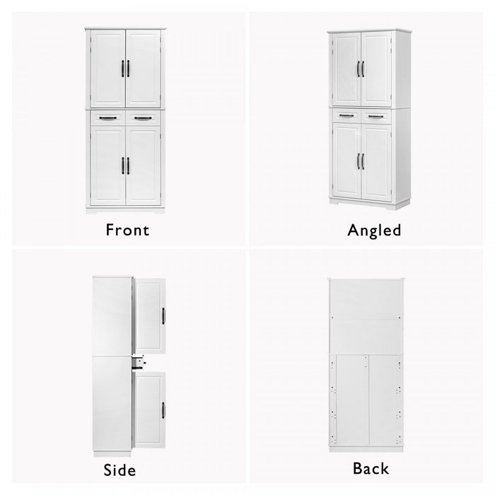 Fabian 72\" Adjustable Shelves Pantry Cabinet With Pull-out Organizers - White 