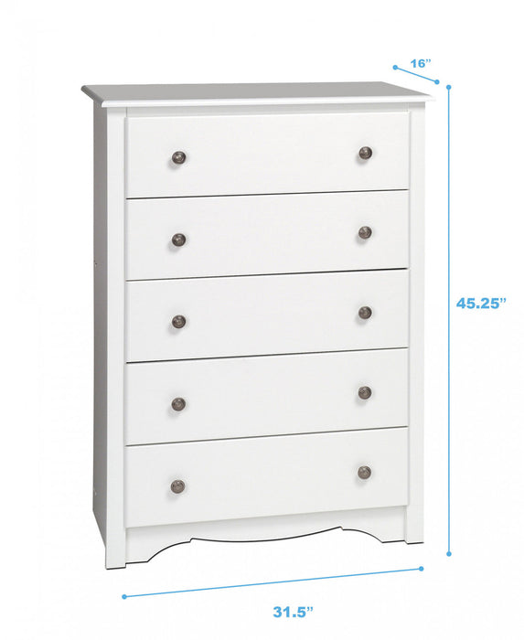 Monterey 5-Drawer Chest - White
