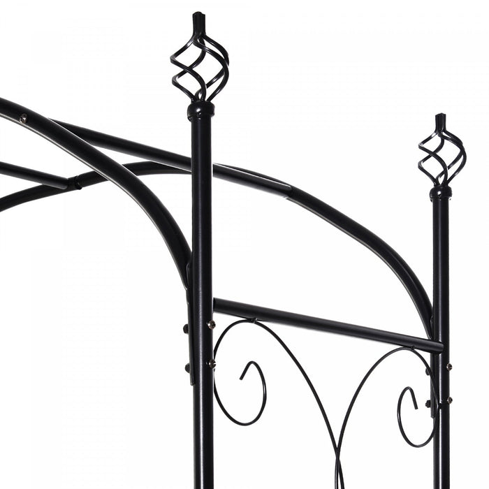 Outsunny 7' Metal Garden Arbor Arch With Scrollwork Doors For Ceremony, Weddings, Party, Backyard, L