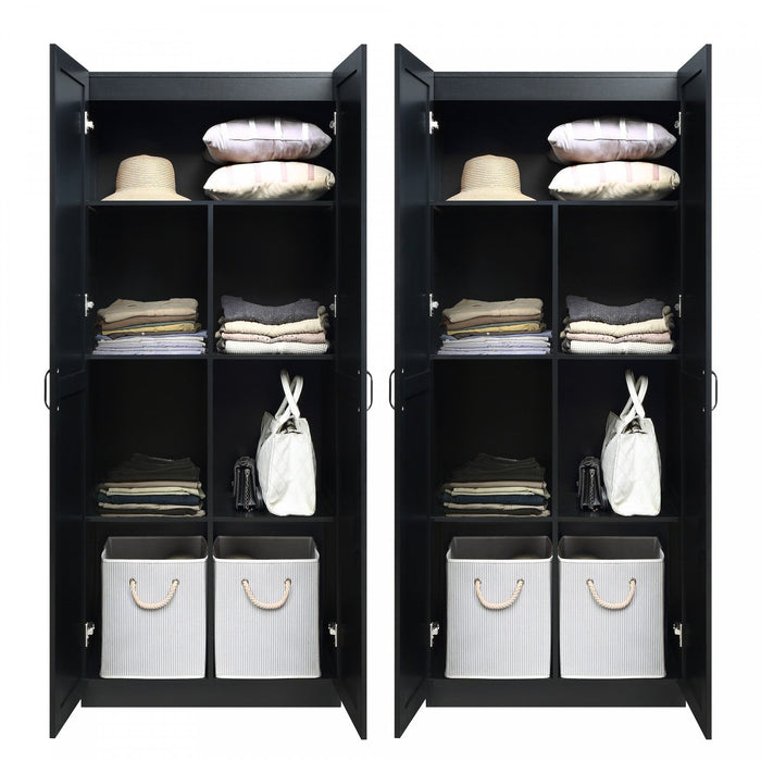 Hopkins Modern 30\" Storage Cabinet in Black (7-Shelf) - Set of 2 Armoire 