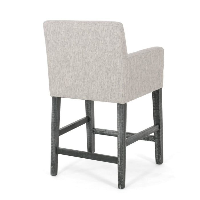 Griffith 26\" Seat Height Counter Stool With Upholstered Fabric And Solid Wood Legs - Light Grey 