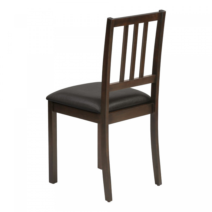 Dining Chair Set of 2 Kitchen Dining Room Brown Leather-Look Brown Wood Legs Transitional