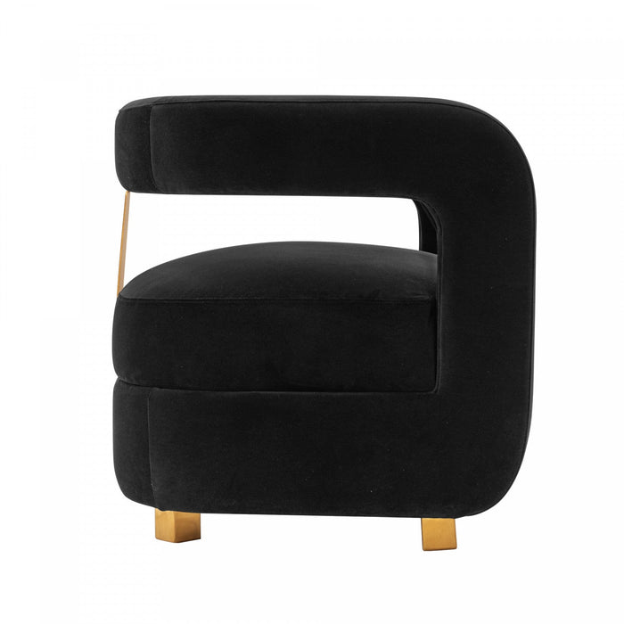 Amirah Modern Velvet Lounge Chair in Black - Set of 2 