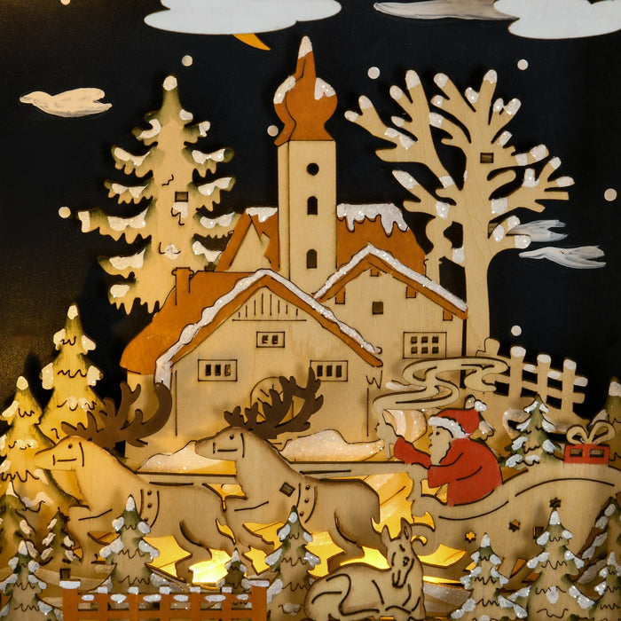 Homcom Christmas Advent Calendar, Wooden 24 Dasys Countdown To Christmas