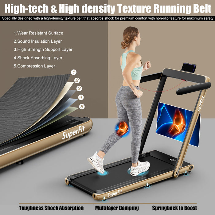 Superfit 2.25hp 2 In 1 Folding Treadmill W/ Speaker Remote Control App Yellow