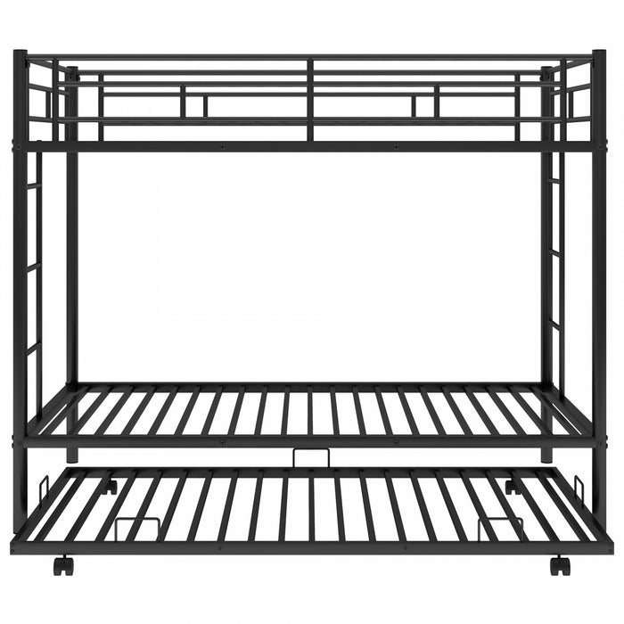 Tammy Space-saving Metal Twin Over Bunk Bed With Trundle - Black 