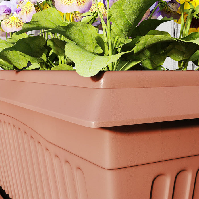 Outsunny 7 Pack 15.7" Plant Pots, Flower Planters w/ Drainage Holes, Brown