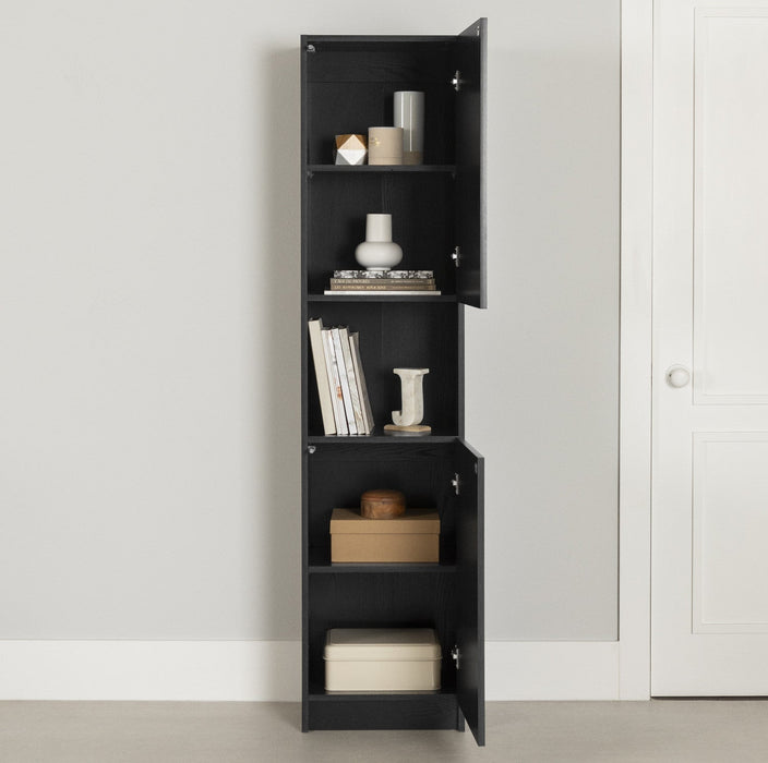 Liora 2-door Narrow Bookcase - Black Oak 