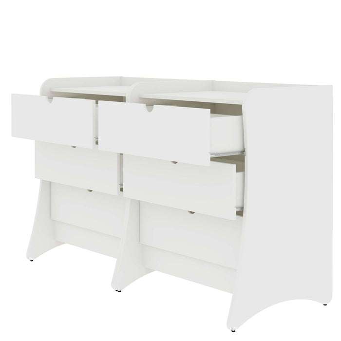 Coney Mid-Century Modern 28\" Nightstand in White (3-Drawer) - Set of 2 