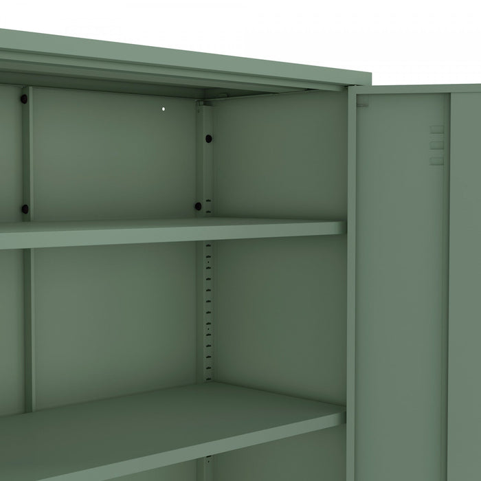 Naomi Modern 32\" Metal Accent Cabinet in Sage Green Armoire 