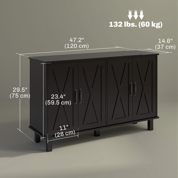 HOMCOM Coffee Bar Cabinet, Buffet Sideboard w/ Barn Doors, Adjustable Shelf
